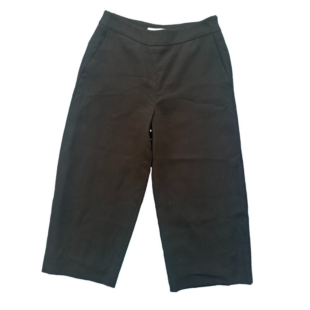 Reiss Size 8 Black Wide Leg Cropped Dress pant Classic Normcore